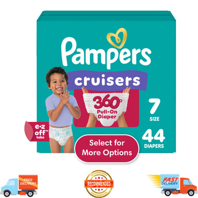 Pampers Cruisers 360 Diapers Size 7, 44 Count, Baby Pull-On Disposable Diapers