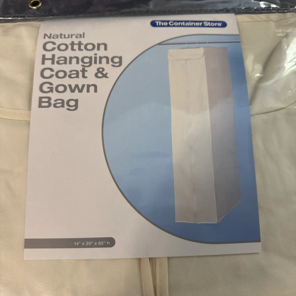 Casaco suspenso e bolsa de vestido de algodão natural novo na caixa 14”x20”x62” - Imagem 2 de 4