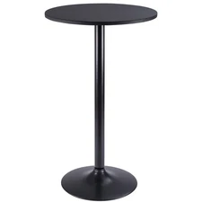 Furmax Bistro Pub Table Round Bar Height Cocktail Table Metal Base MDF Top Ob...