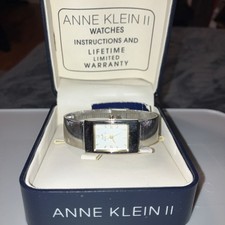Vintage Anne Klein II Watch Women Silver Rectangle (BATTERY NOT  INCLUDED)