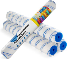 18 Inch Microfiber Paint Roller Covers 4 Pack - 3/8 Nap for All Types of Paint