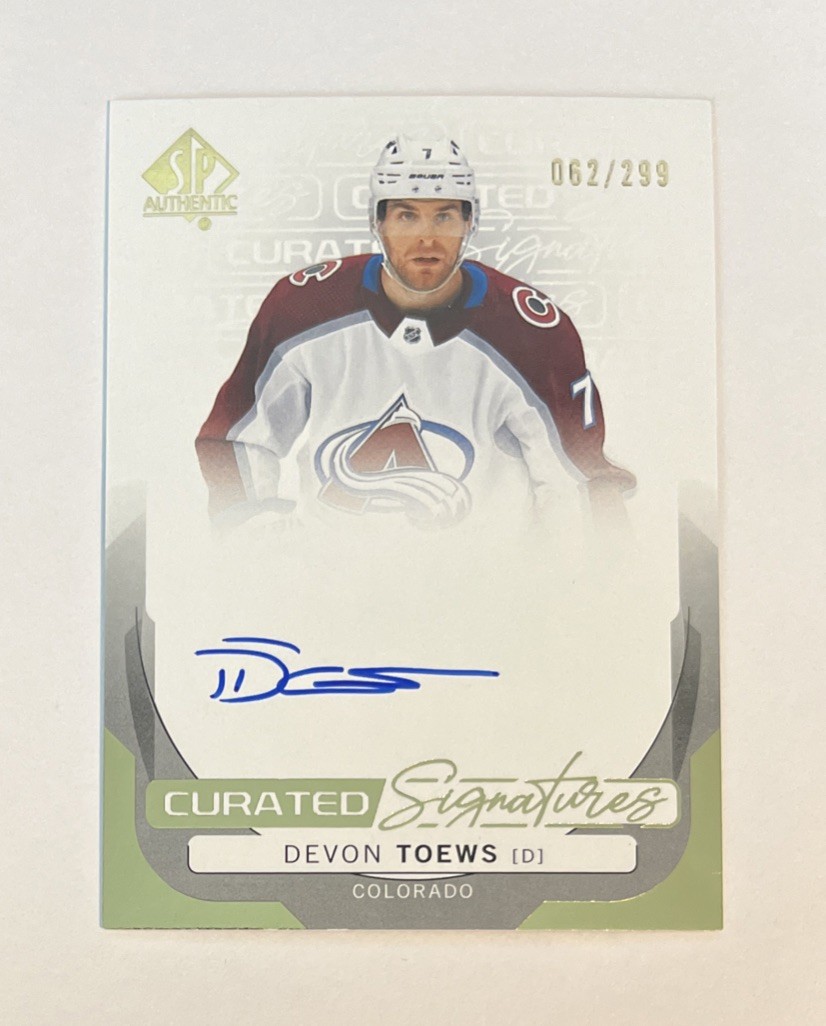 2024-25 UD SP Authentic Curated Signatures /299 Devon Toews #SPC-DT Auto