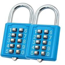 MIONI 10 Digit Push Button Combination Padlock, 5 Digit Locking Mechanism,Blu...
