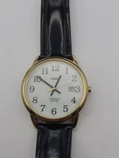 Timex Indiglo Easy Reader Watch Men  White Dial Gold Tone New Battery Working