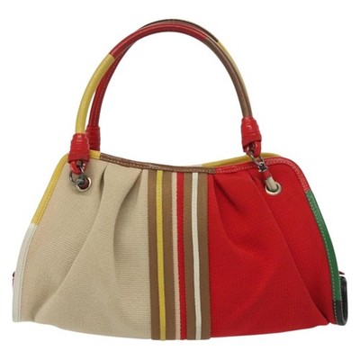 BOTTEGA VENETA Hand Bag Canvas Outlet Multicolor Silver Auth