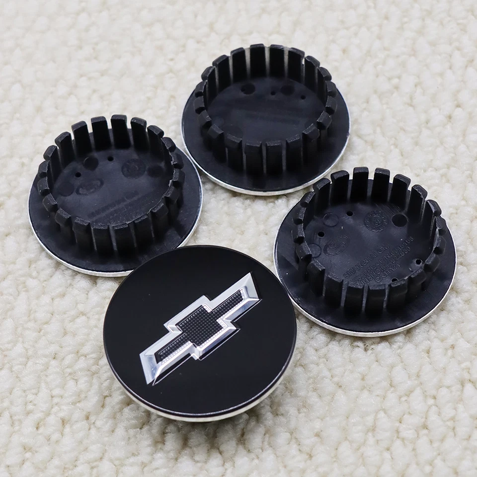 4PCS 58mm 2.28'' Gloss Black Wheel Center Hub Caps Emblem Bowtie Badge #9597550 Foto 2 de 2