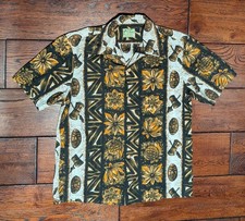 Vintage 1960s Ui-Maikai Hawaiian Floral Tiki Pineapple Shirt Men's Medium