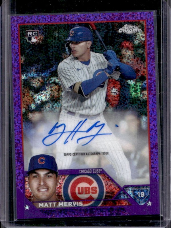 2023 Topps Chrome Update Matt Mervis Auto RC Purple Speckle Refractor #/299 Cubs