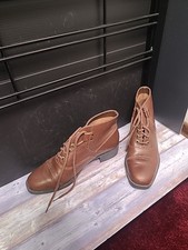 Vintage 80s Bonjour Brown Leather Lace Up Ankle Boots SZ 5.5 Prairie Core Shoes