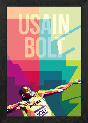Usain Bolt gerahmtes Wandbild Poster Leinwanddruck Bild