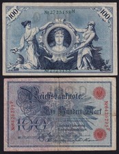 Germany 100 Mark 1908 Vintage Lot 2 Old Paper Money Banknote Currency Collection