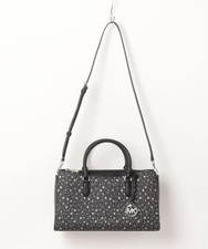 MICHAEL KORS Coated Canvas Satchel Handbag Black Zip Closure Structured Womens