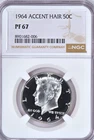 1964 Accent Hair Kennedy Half Dollar Proof NGC PF 67 PR Frosty Silver Coin 50C