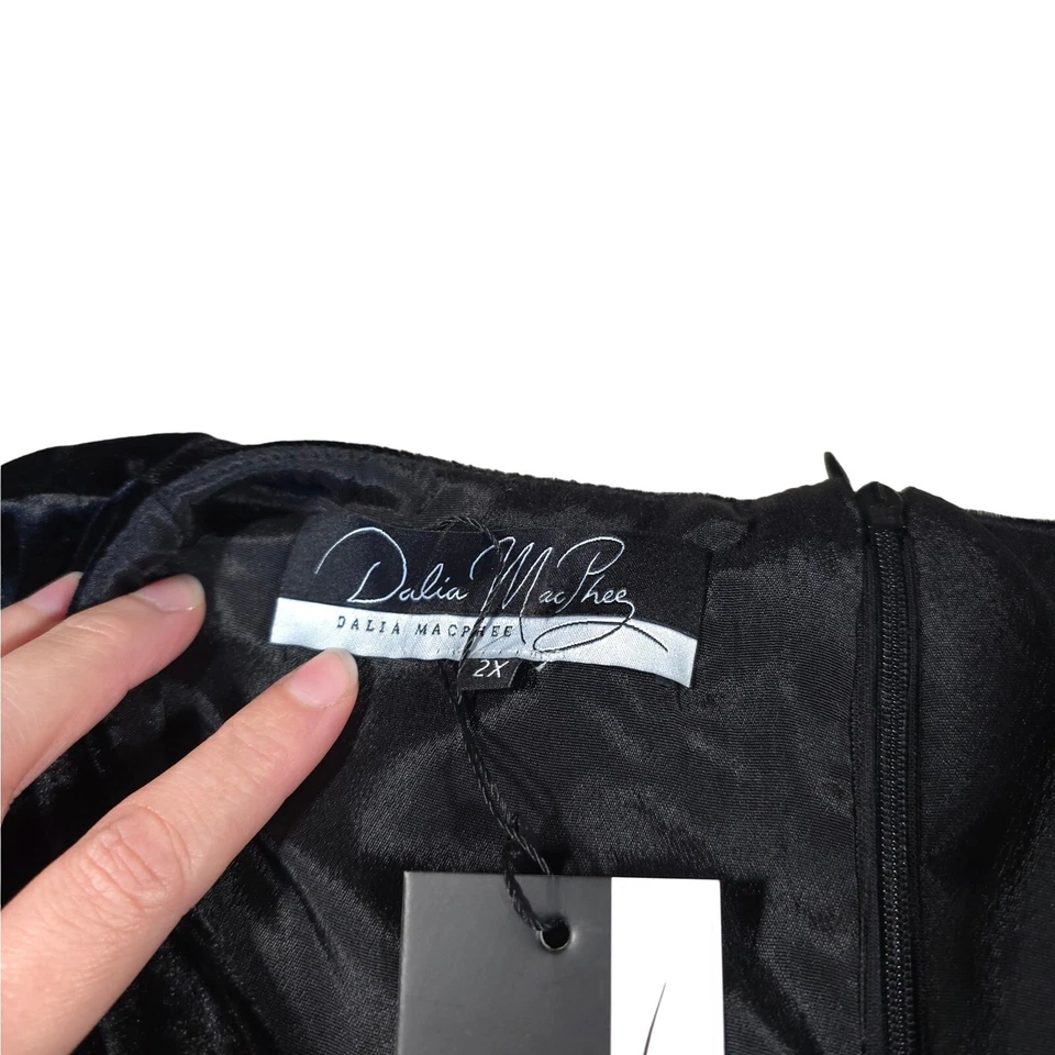 Vestido de Terciopelo Dalia MacPhee Transparente Mangas Estrella Lentejuelas Mujer Talla 2X Con Etiquetas Foto 3 de 4