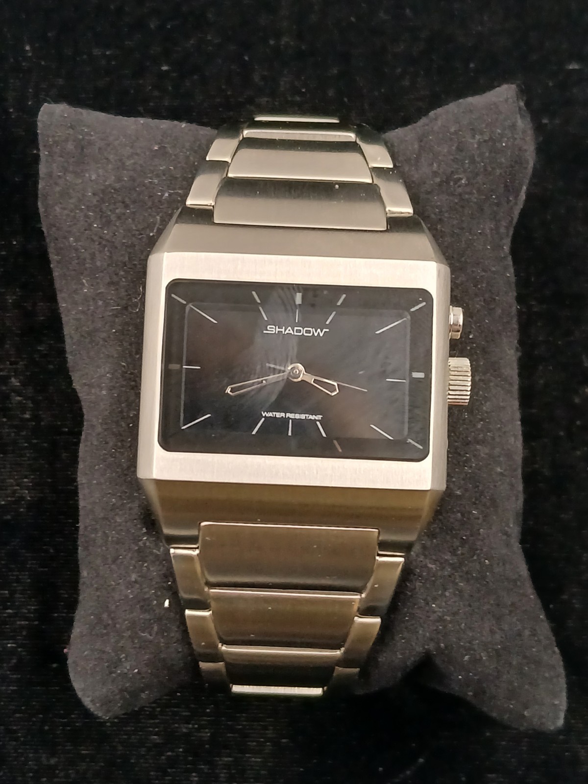 Shadow Analogue/LED Dual Time Rectangular Stainle… - image 1