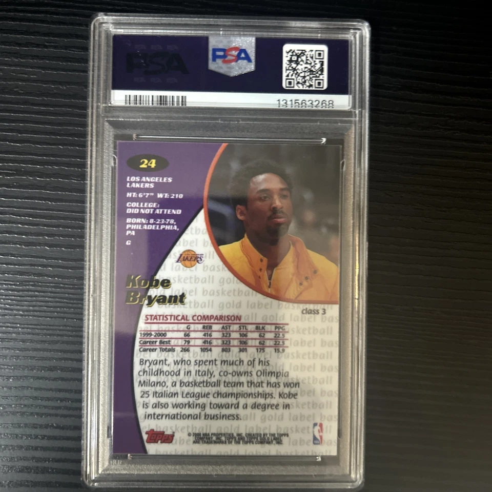 2000 Topps Gold Label Koby Bryant Class 3 PSA  7 - Image 4 of 4