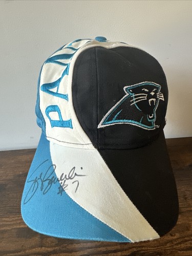 Vintage Carolina Panthers 90s SnapBack Wrap Around Big Logo Autograph Beuerlein