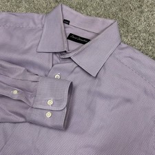 David Donahue Dress Shirt Mens 17 36/37 Purple Geometric Long Sleeve (stained)