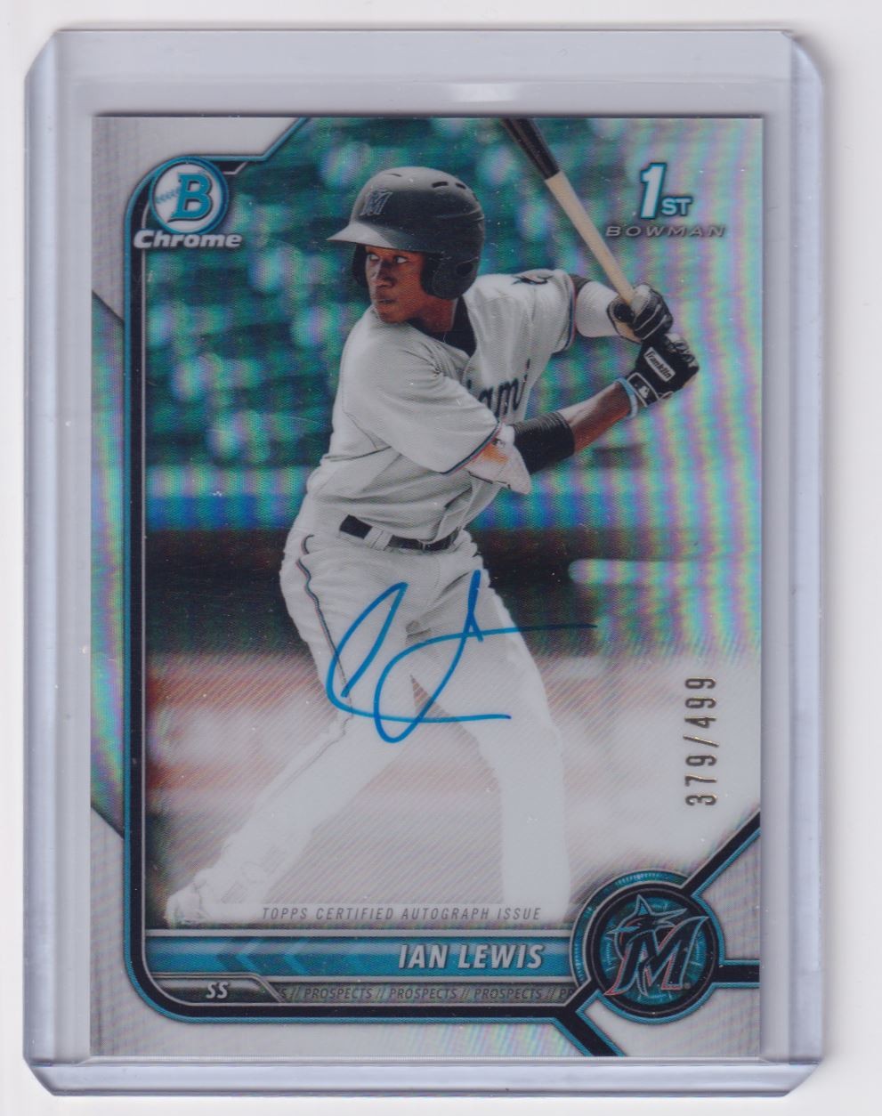 2022 Bowman Chrome 1st Bowman Refractor Autograph Ian Lewis Auto 379/499 Miami