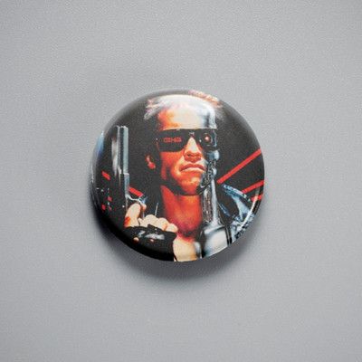 Terminator Movie Poster 1in Pin | Arnold Schwarzenegger 80s Cyberpunk