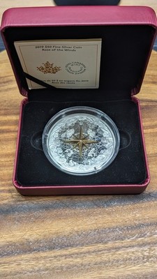 5 oz Silber 50 Dollar 2019 Rose of the Winds Windrose Goldton PP RCM 480/750