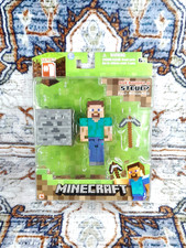Excellent MINECRAFT Overworld STEVE With His Pic Axe and Block JAZWARES 2013
