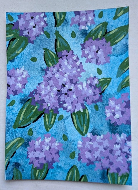 ACEO Watercolor Floral Nature Painting Purple Hydrangeas - jordanjernigan6
