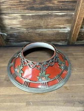 VTG Wrought Iron/Porcelain Lamp Shade Floral