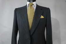 VTG Hickey Freeman Customized charcoal heavy herringbone weave suit 42 R