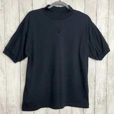 Vintage Gitano Black Unisex Mock Neck Puffed Sleeve Heart Design T-Shirt Large