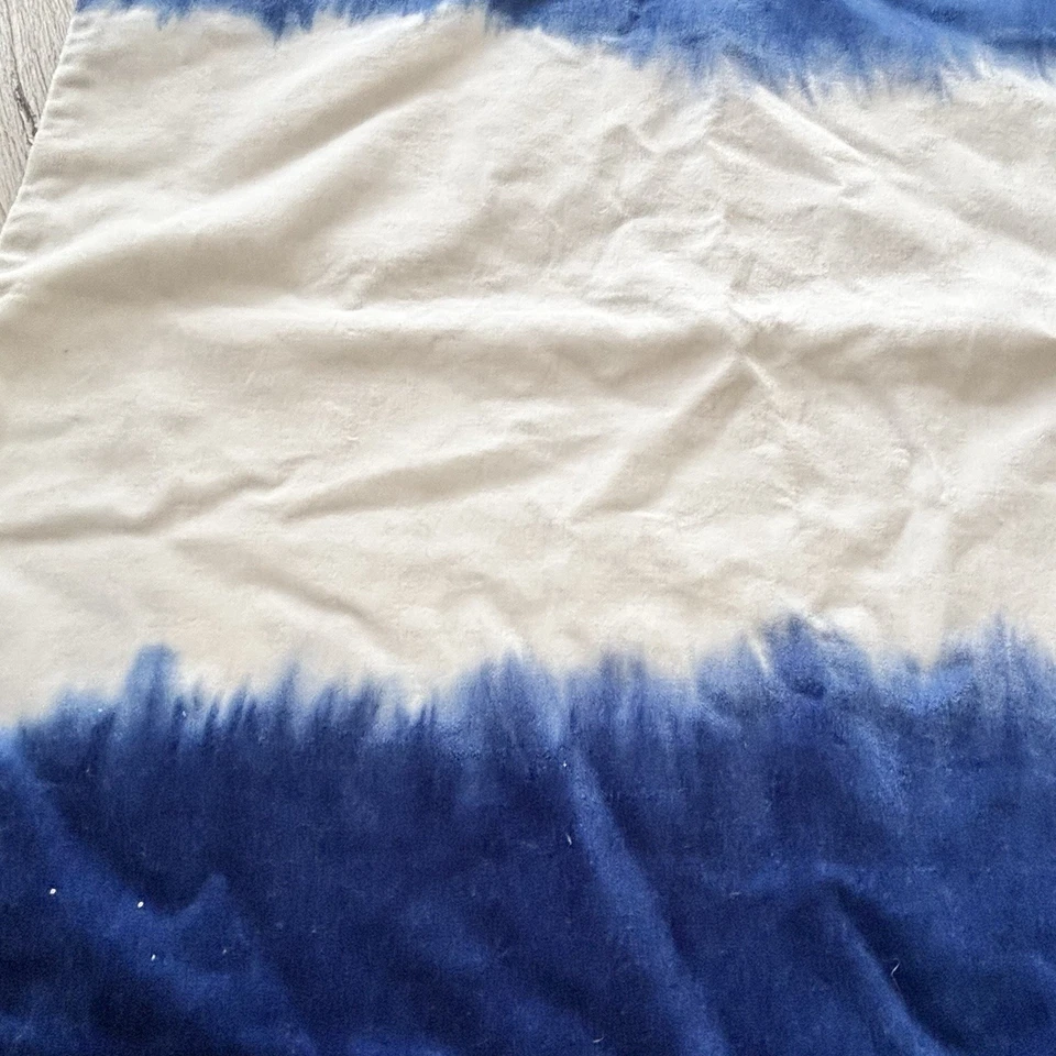 New POTTERY BARN TEEN Blue White Dip Dyed Velvet Square Pillow Cover 18” X 18” - Image 3 of 4