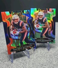 2025 Panini Select - TreVeyon Henderson Red/Blue Shock & Silver Prizm 2 Card Lot