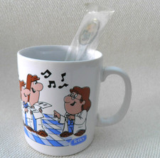 Tetley Tea Bags Mug Vintage 1988 Tea Coffee Cup Retro Choir Singing + Spoon