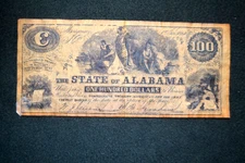 1864 $ 100 Dollar Confederate Treasury Note From Alabama #834