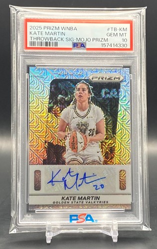 Kate Martin 2025 Panini Prizm WNBA Auto Mojo #/25 Throwback Signatures PSA 10