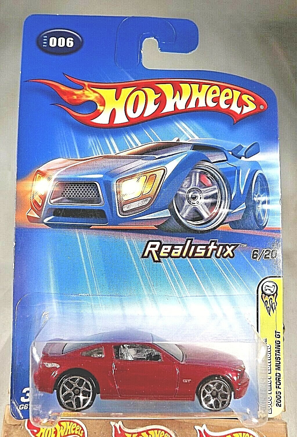 2005 Hot Wheels #6 1st Editions-Realistix 2005 FORD MUSTANG GT Red Blk-Base 5Ysp