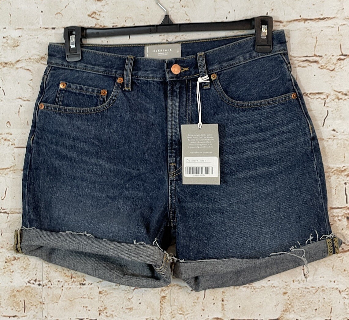 NEW Everlane shorts womens size 28 organic cotton cuffed raw hem fray denim jean
