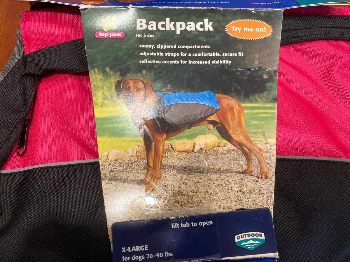 NEW TOP PAW Black Pink Dog Backpack SIZE X-LARGE 70-90 Pounds Hiking