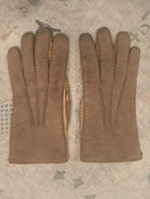 Vintage 1970's Leather Gloves Tan/Light Tan Wool Lined Womens Size 7 1/2 RARE