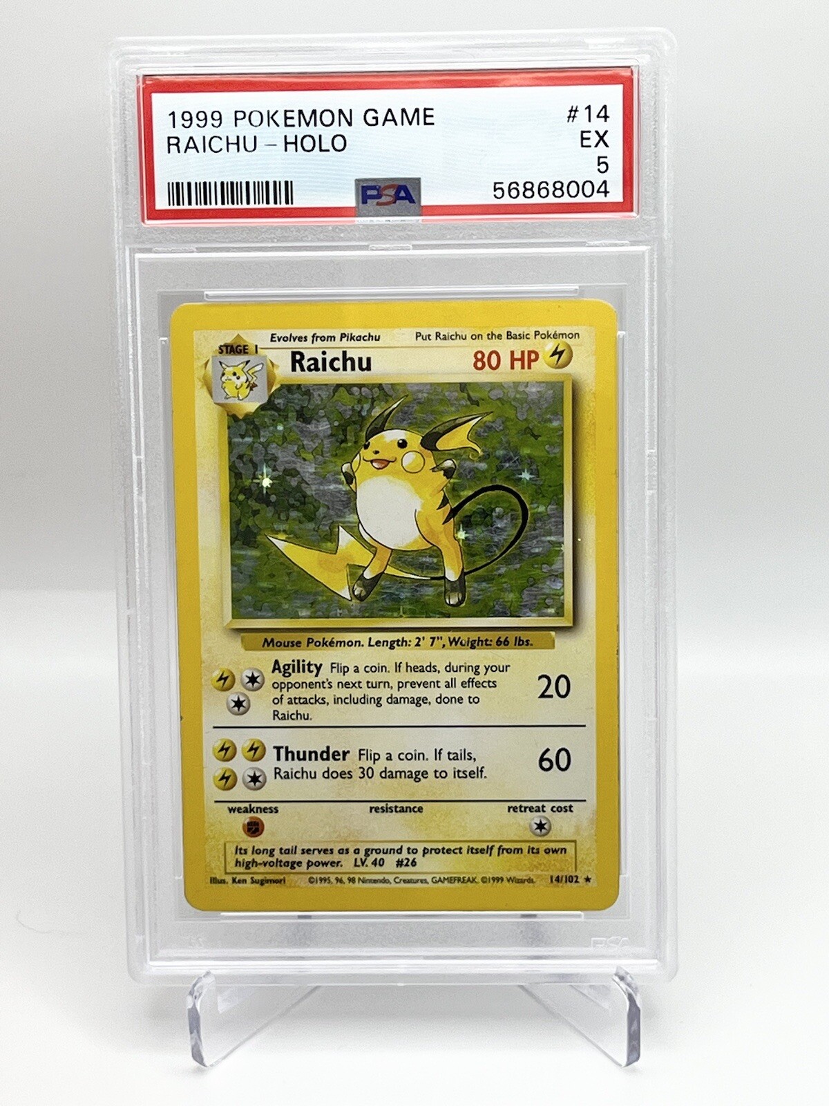 1999 Pokemon Game 14 Raichu-Holo PSA 5