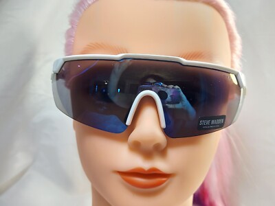 NWT Steve Madden White Wrap Sunglasses With Blue Lens