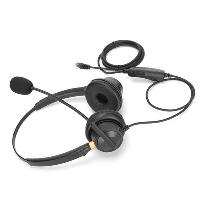 Binaural Headset Hands Free Telephone Headphone With Noise Canceling Mic And Kit