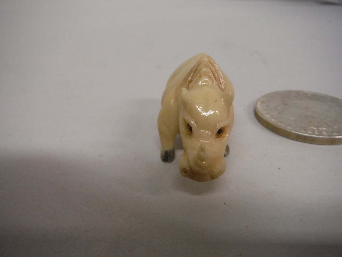 Vintage Japanese Carved Resin Netsuke rhino figurine | eBay