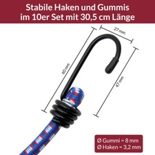 3er Set Fahrrad Spanngurte 75cm - Elastische Gummibänder Mit Haken Für Gepäckträger