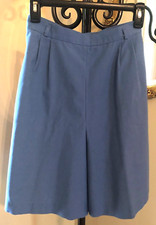 KORET CALIFORNIA Vtg 70s Blue "Koratron" No-Iron Culotte Shorts Back Zip ILGWU L