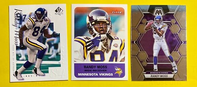 RANDY MOSS, Minnesota Vikings 3-card lot, HALL OF FAMER, 6x PRO BOWL, 5X TD LDR