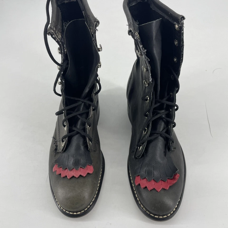 Женские Laredo кожаный Roper ботинки размер 5 1/2 черный/красный язык вставить - Изображение 3 из 4