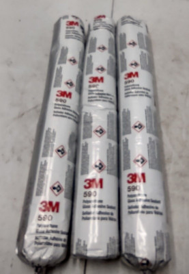 (3) 3M 590 Sealant, 600 Ml Sausapack Black Polyurethane Glass Adhesive Sealant