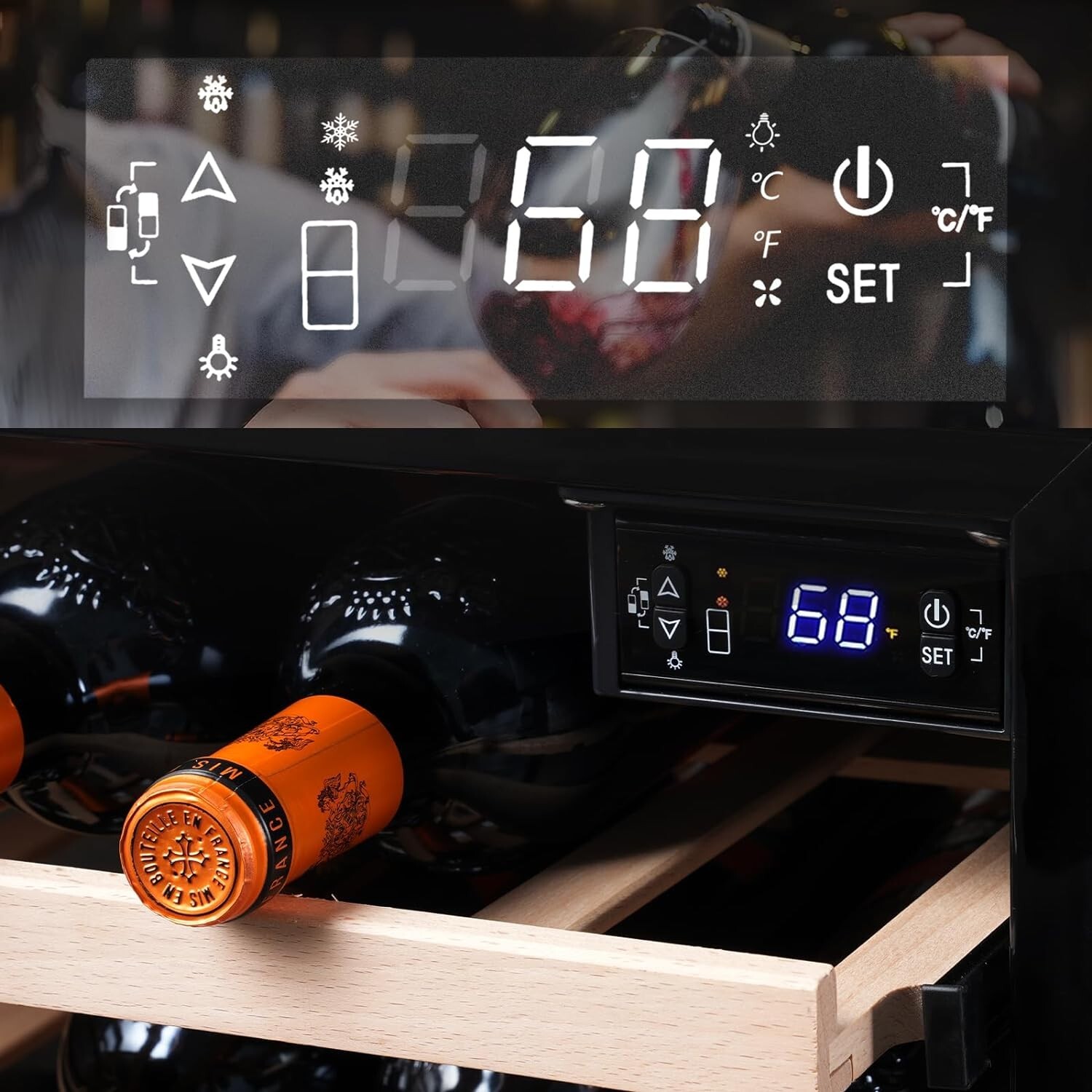 HCK 24 Inch Under Counter Beverage Refrigerator,Double Drawer Beverage