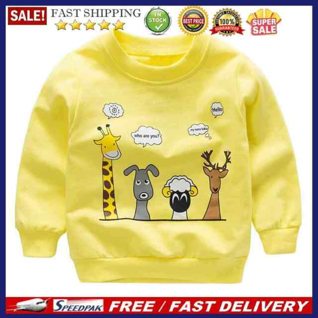 Boys Baby Cute O-Neck Sweatshirt Cute Animal Casual Tops (Yellow 12-18M)